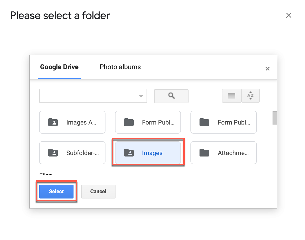 display images from google drive